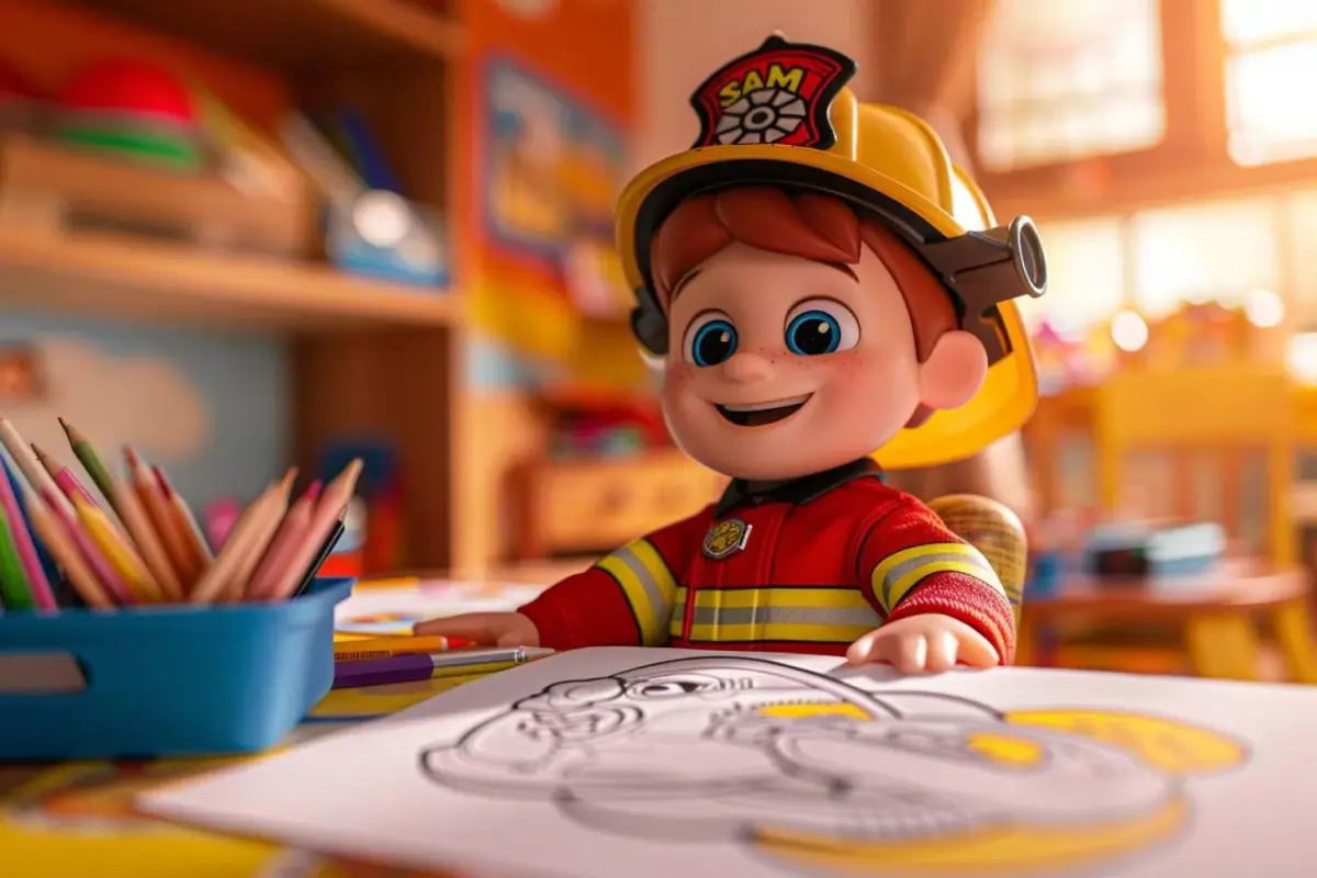 Comment faire un coloriage de Sam le pompier ?